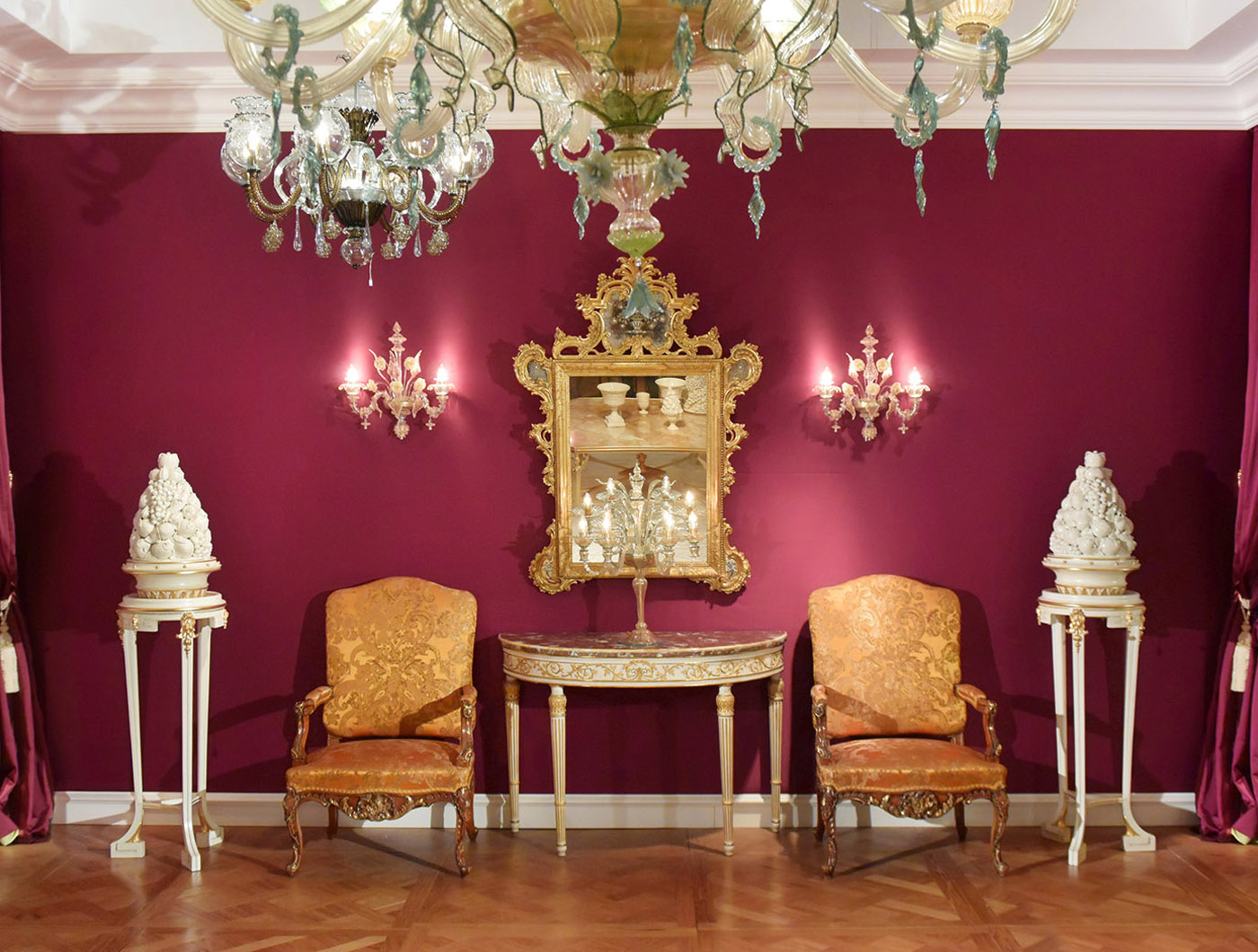 La regence throne, Italian Empire consolle, venetian gilt mirror, Murano applique | P.& G. Cugini Lanzani
